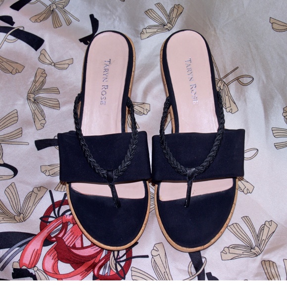 Taryn Rose Keely Braided Cork-Wedge Sandal, Black - Picture 3 of 9